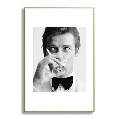 Roger Moore with Martini Retro Vintage Art Framed Art Print Gallery Image 94