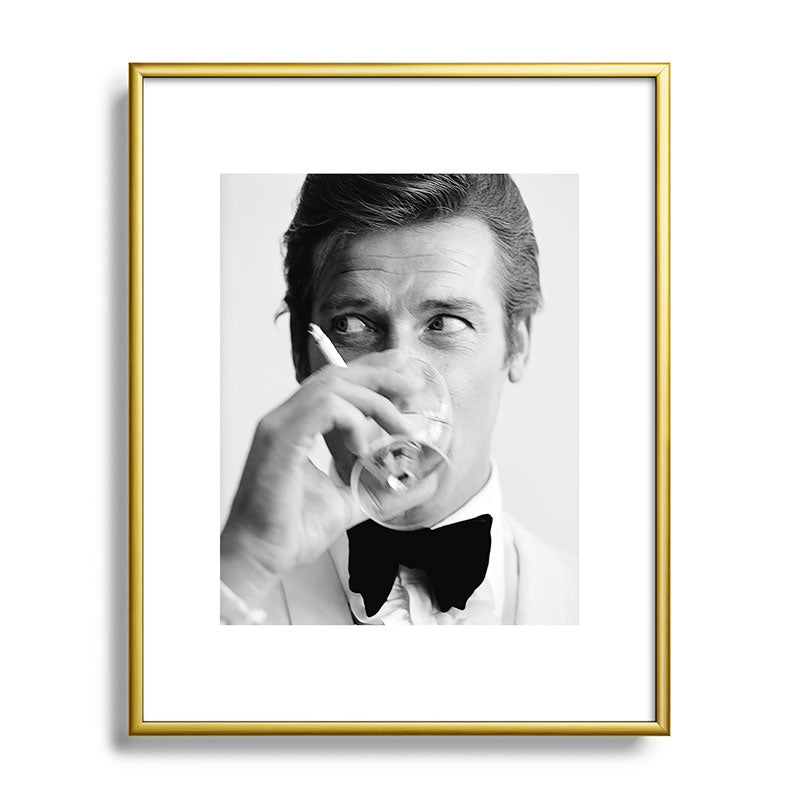 Roger Moore with Martini Retro Vintage Art Framed Art Print Gallery Image 89