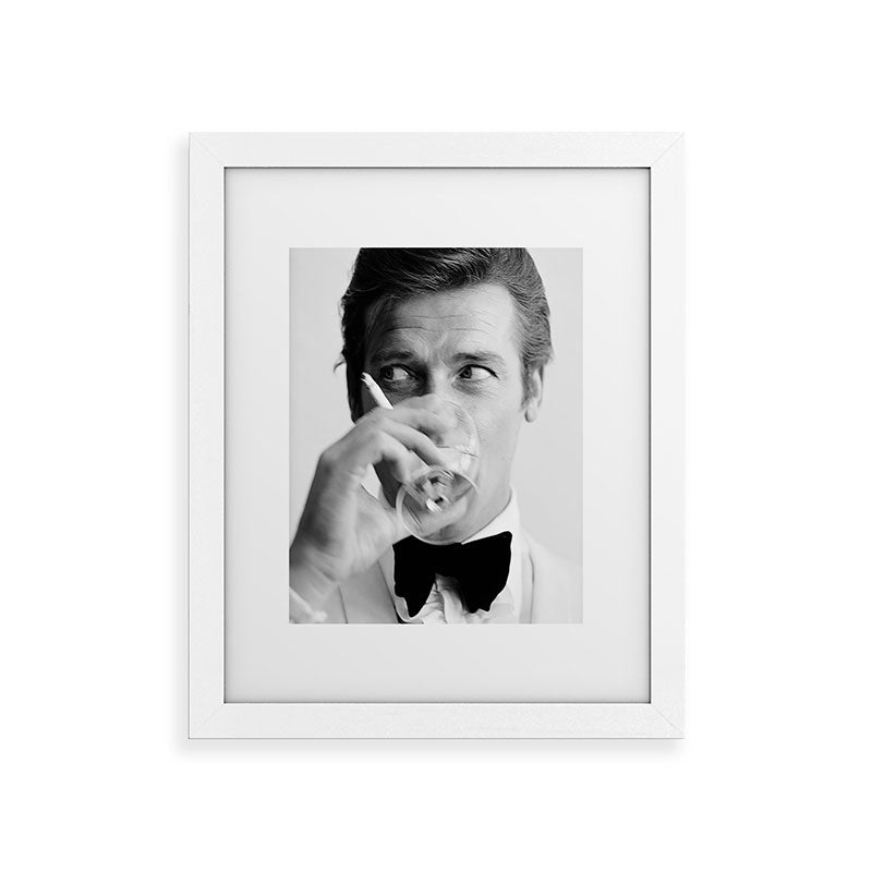 Roger Moore with Martini Retro Vintage Art Framed Art Print Gallery Image 55