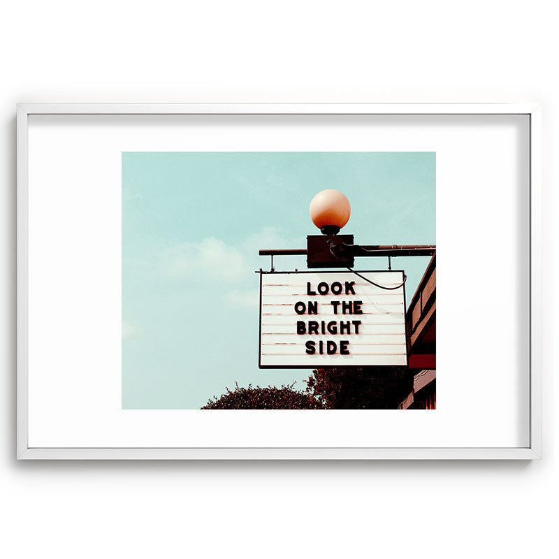 Look on The Bright Side Marquee Sign, Austin Motel, Austin, Texas Framed Art Print Gallery Image 80