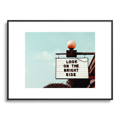 Look on The Bright Side Marquee Sign, Austin Motel, Austin, Texas Framed Art Print Gallery Image 84