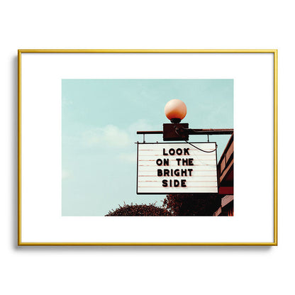 Look on The Bright Side Marquee Sign, Austin Motel, Austin, Texas Framed Art Print Gallery Image 91