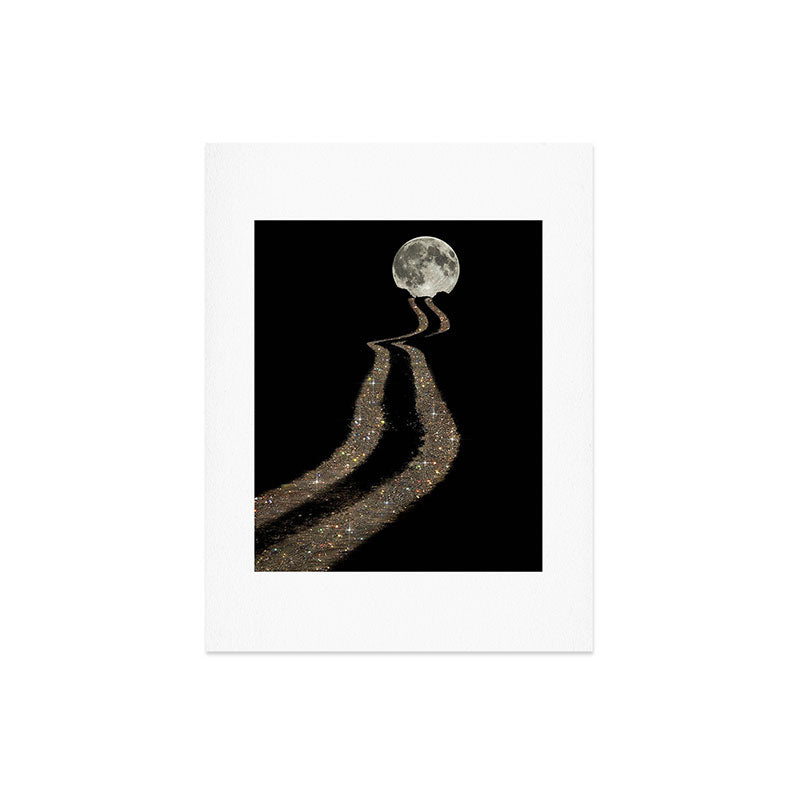 THE MOON | glitter | gold | path | full | planet | star | sky | night | glitter Art Print Gallery Image 6